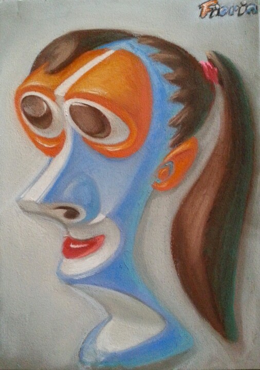 Tête de femme à la queue de cheval Tekening, 16,5x11,8 in