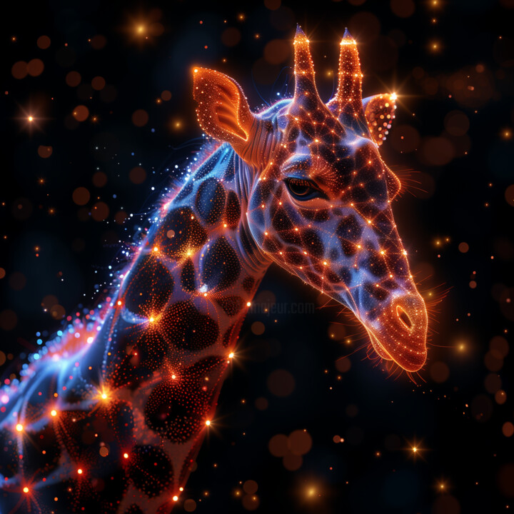 数字艺术 标题为“Girafe Stellaire :…” 由Anki, 原创艺术品, AI生成的图像 安装在铝上