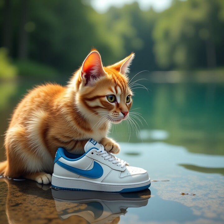 CHAT NIKE MODERNE édition limité (5exemplaire) 数字艺术, 23.6x23.6 in