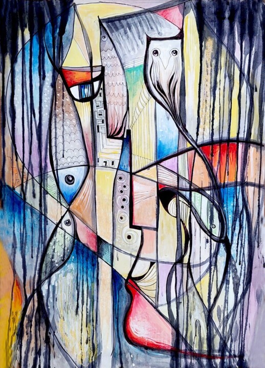 Dream of an Old Fisherman 绘画, 37.4x29.5 in