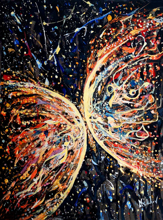 Peinture intitulée "Cosmic Butterfly" par Alexey Solodov, Œuvre d'art originale, Acrylique