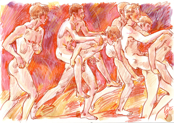 Competition of riders 描画, 8.3x11.4 in