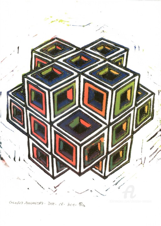 Colored Symmetry - Dice Baskıresim, 11,8x8,3 in