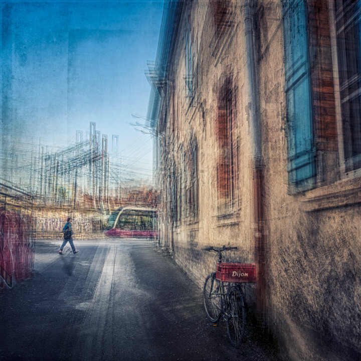 Fotografía titulada "Le tram #2" por Alain Rappeneau, Obra de arte original, Fotografía manipulada Montado en Aluminio