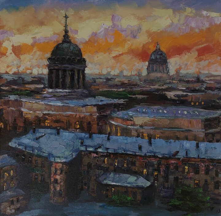 St. Petersburg. Cathedral of Our Lady of Kazan and St. Isaac 绘画, 15.8x15.8 in