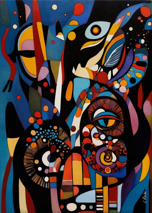 Painting titled "Cache-cache 2" by L.Roche, Original Artwork, Acrylic Mounted on Other rigid panel