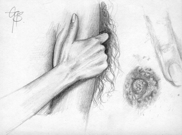 Aktdetails. Studienblatt. 图画, 4.1x5.5 in