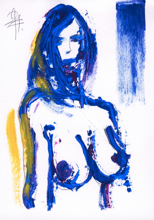 Aktportrait Seitenlicht. 绘画, 8.3x5.9 in