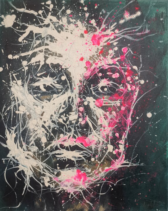 Portrait. Gurchenko Ludmila. White splashes. Fuchsia. Divorc 绘画, 19.7x15.8 in