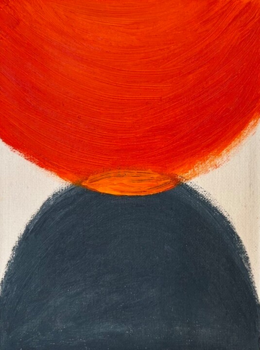 Celestial Embrace – Minimalist wall art Painting, 7.9x5.9 in
