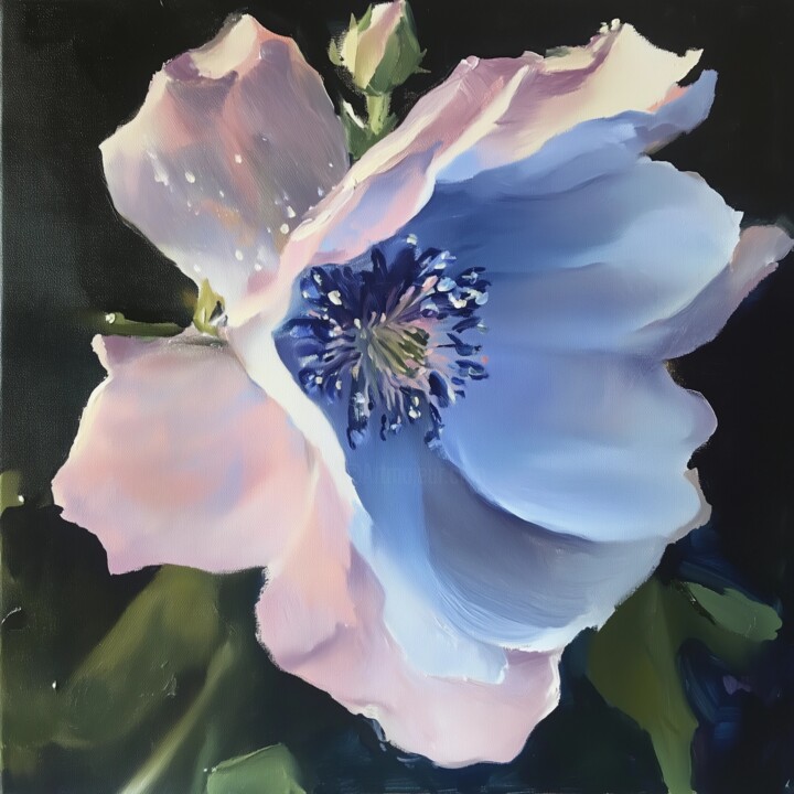 Blossom’s Embrace Flower 绘画, 7.9x7.9 in
