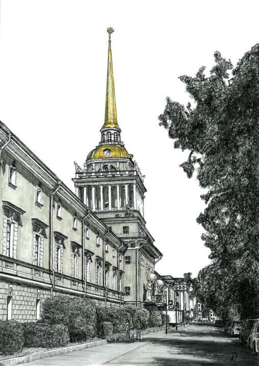 图画 标题为“Адмиралтейство” 由Руслан Борисенко, 原创艺术品, 墨