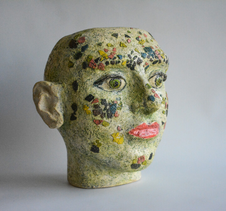 Sculpture titled "Man's head" by Olga Suvorova, Original Artwork, Clay