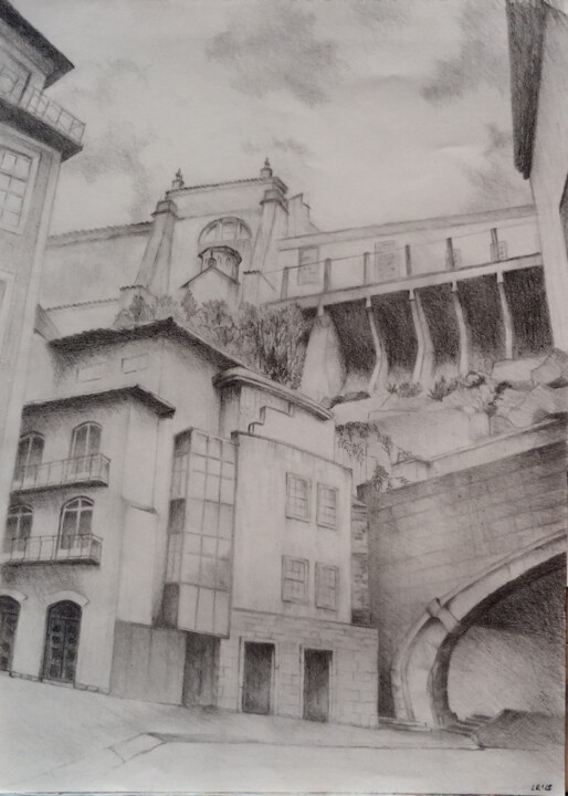 Drawing titled "Porto" by Liudmila Rabinovich, Original Artwork, Pencil