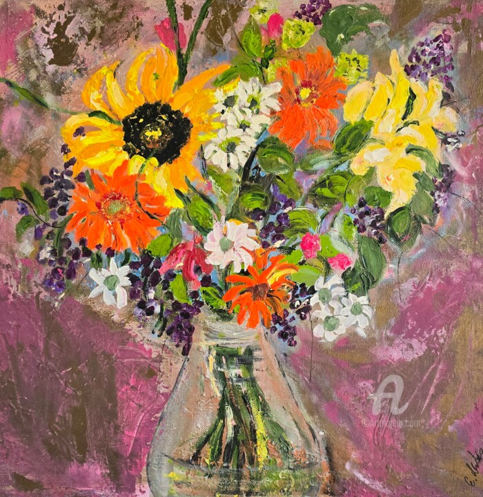 Flowers for You 绘画, 15.8x15.8 in