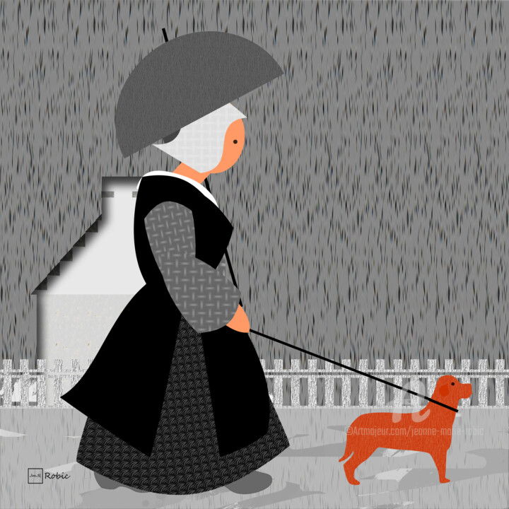Promenade sous la pluie 数字艺术, 5.1x5.1 in