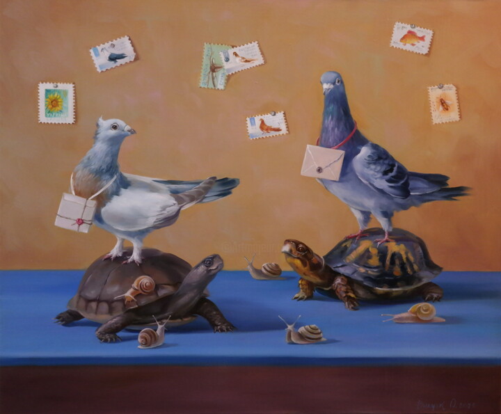 "Time Mail" 绘画, 19.7x23.6 in