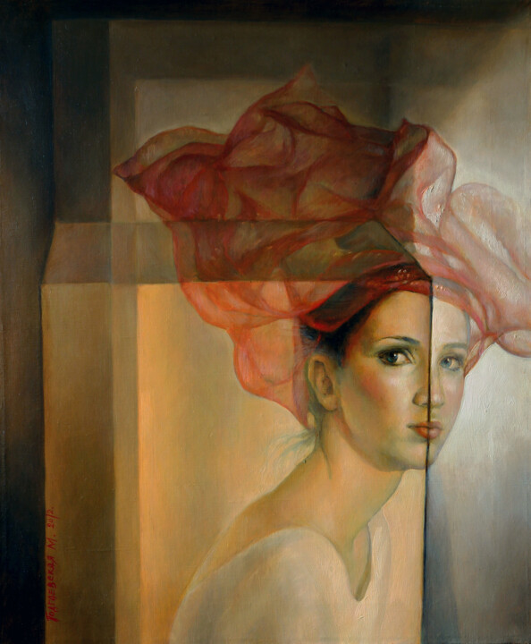 Girl in a red hat 绘画, 23.6x19.7 in