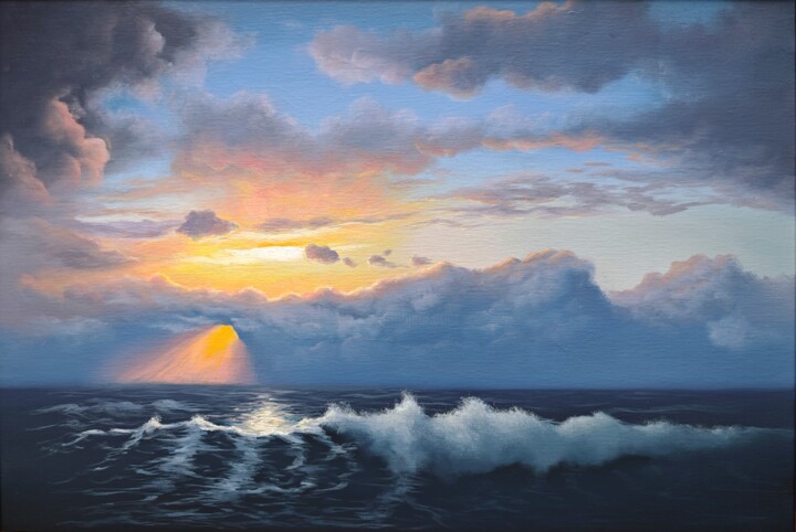 "Ocean Majesty, Dram…" başlıklı Tablo Anna Lipatnikova tarafından, Orijinal sanat, Petrol Ahşap Sedye çerçevesi üzerine mont…