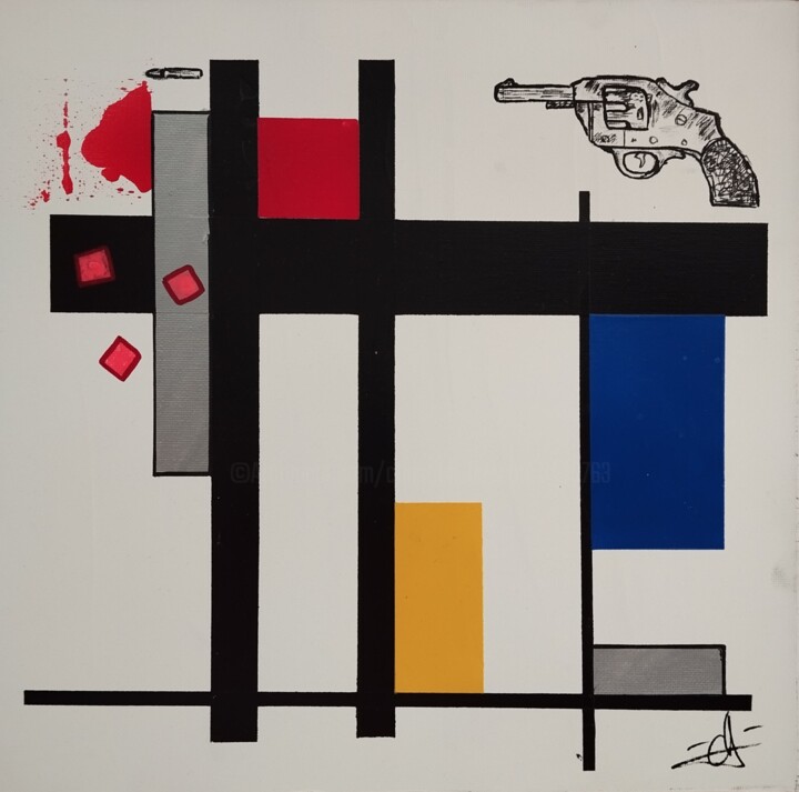 Morandini Revolver Schilderij, 11,4x11,4 in