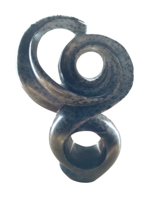 Scultura astratta shona in pietra serpentina verde modello 2 조형물, 9.8x5.9 in