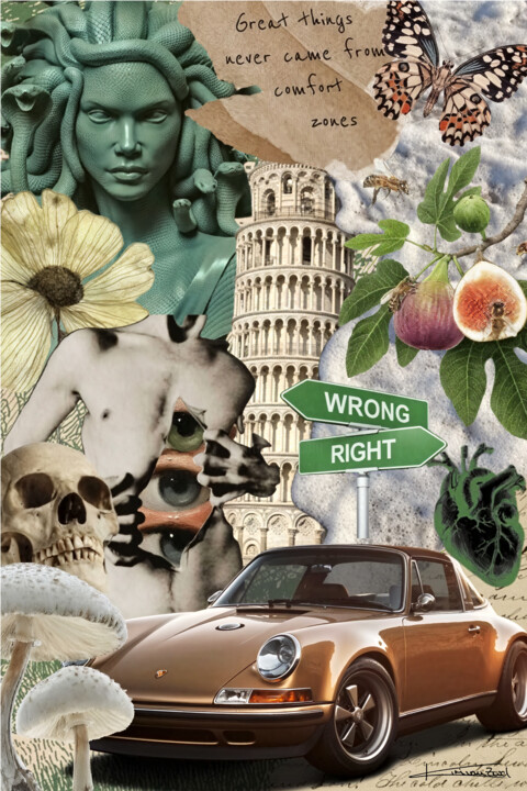 "Comfort Zone." başlıklı Dijital Sanat Kim Van Zwol tarafından, Orijinal sanat, Dijital Kolaj Ahşap panel üzerine monte edil…