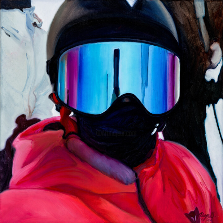 SKIING SELFIE NR.05 绘画, 19.7x19.7 in