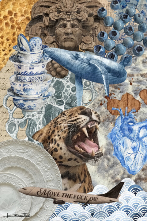 "Move on." başlıklı Dijital Sanat Kim Van Zwol tarafından, Orijinal sanat, Dijital Kolaj Ahşap panel üzerine monte edilmiş