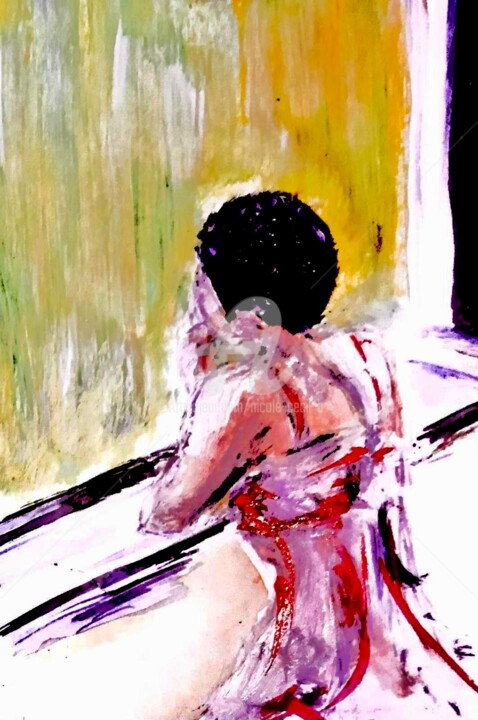 Painting titled "Observing the Rain…" by Nicole Cecil B, Original Artwork, Acrylic