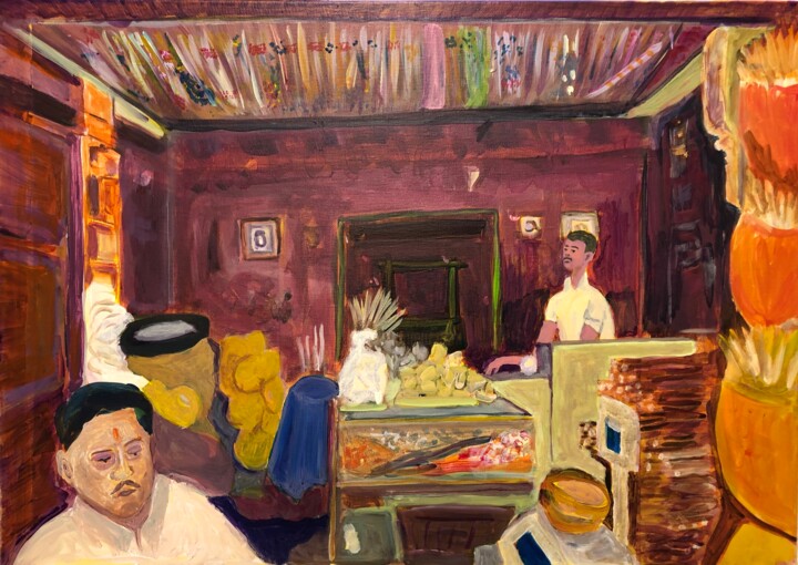 Nagaur bazaar shop 绘画, 19.7x27.6 in