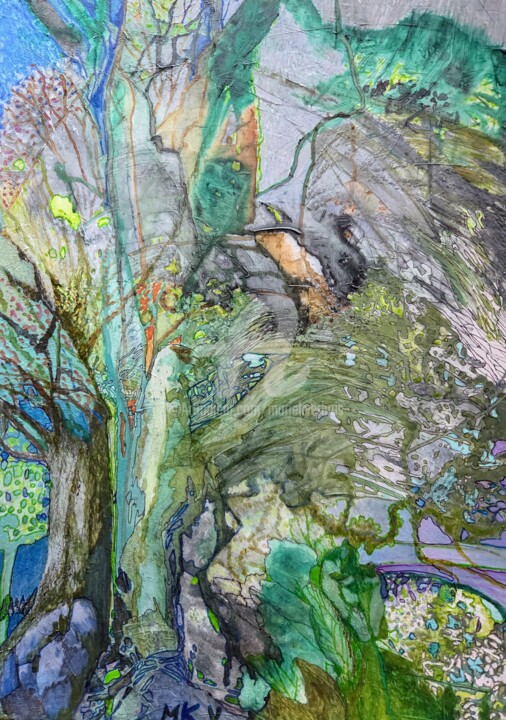 Pintura titulada "La prée." por Mariekverbois, Obra de arte original, Acrílico Montado en Bastidor de camilla de madera