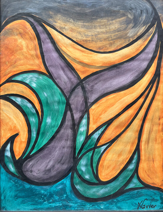 Baleine. 绘画, 25.6x19.7 in