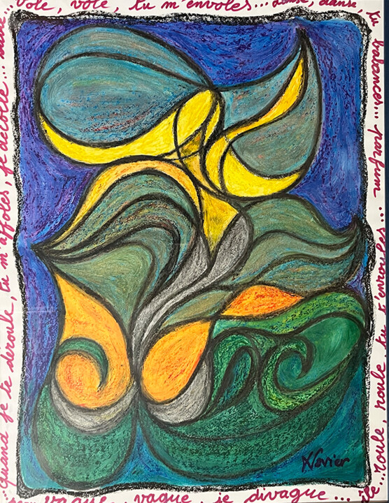Chanson-Poème. 绘画, 25.6x19.7 in