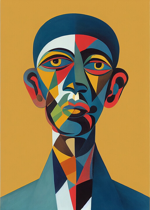 Portrait of a man Schilderij, 16,5x11,8 in