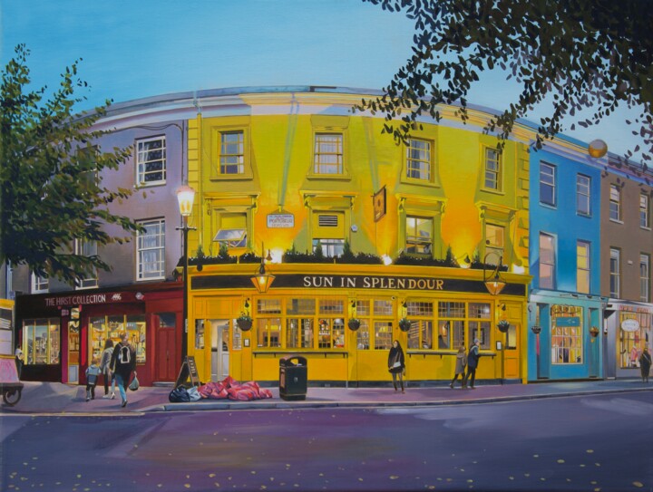 绘画 标题为“Retour Notting Hill…” 由Alain Retiere, 原创艺术品, 油