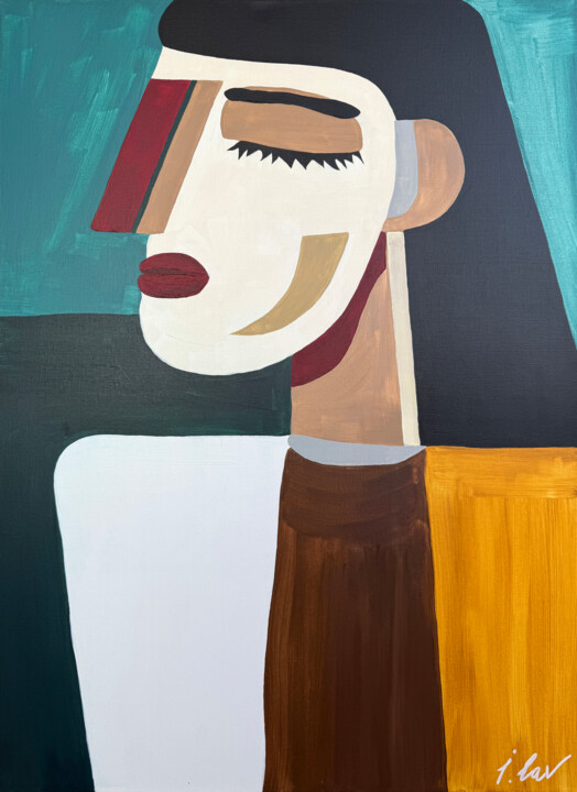 About Her. An Abstract Portrait of a Woman. 绘画, 27.6x19.7 in