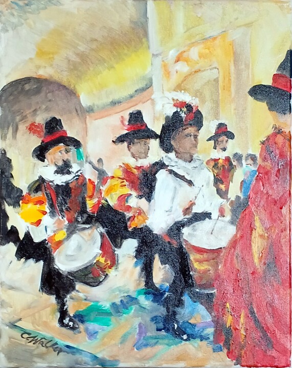 Foligno Quintana - Drummer Action 绘画, 16.1x13 in