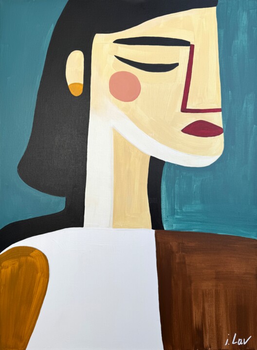 Just Her. An Abstract Portrait of a Woman. 绘画, 27.6x19.7 in