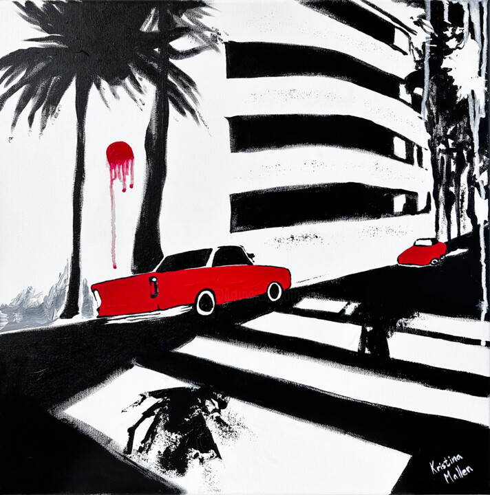 Melting Sun on Sunset Boulevard Schilderij, 19,7x19,7 in