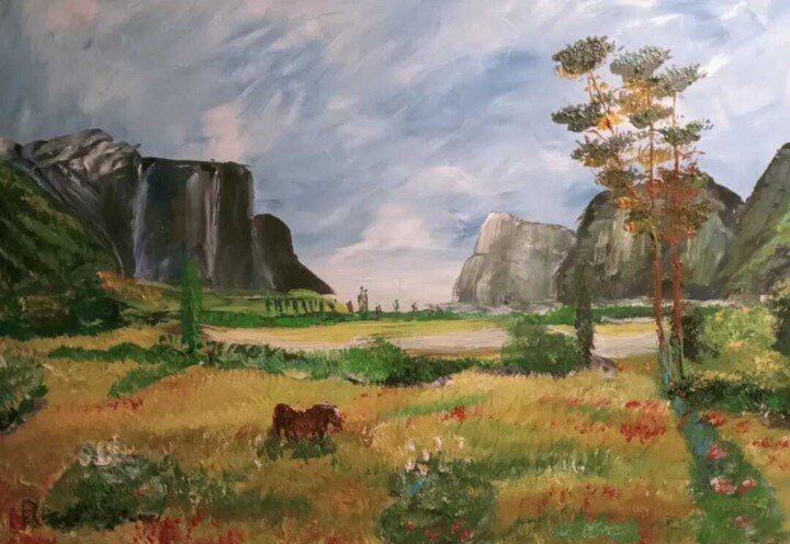 Peinture intitulée "Un cheval solitaire" par Audran, Œuvre d'art originale, Acrylique