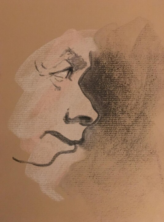 Peinture intitulée "rostro de perfil" par Antonio Zugasti Cabrillo, Œuvre d'art originale, Pastel