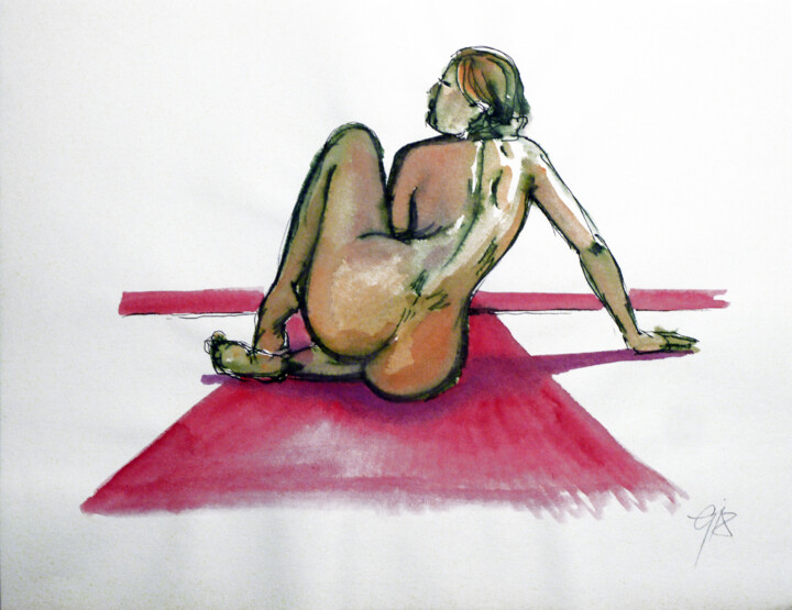 Roter Teppich. Roter Schatten. 图画, 10.6x14 in