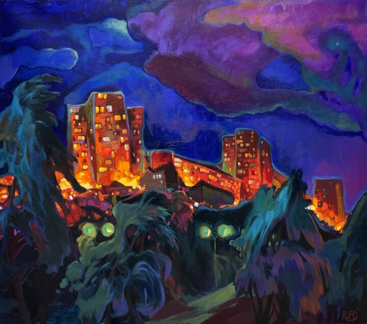 ''Night simphony'' 绘画, 27.6x31.5 in