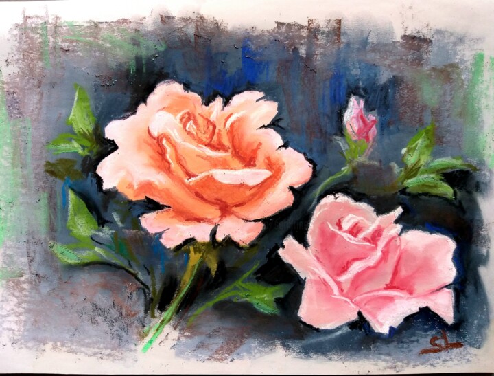 Rose du printemps - Composition florale joyeuse et lumineuse 미술작품, 9.1x12.8 in