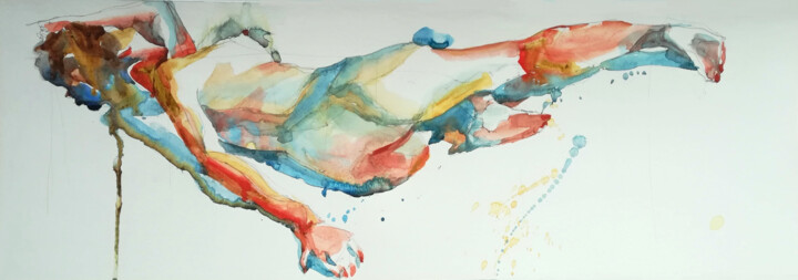 Sunbathing III 绘画, 8.3x24.5 in