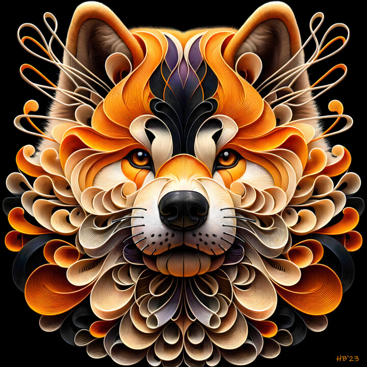 Stilisiertes Akita-Inu Portrait - Kunstvolle Illustration 数字艺术