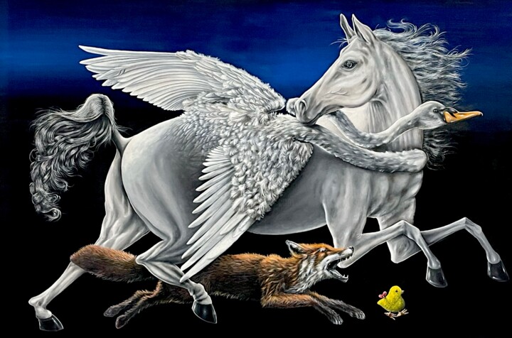 Flee - André Camaleão 绘画, 39.4x59.1 in