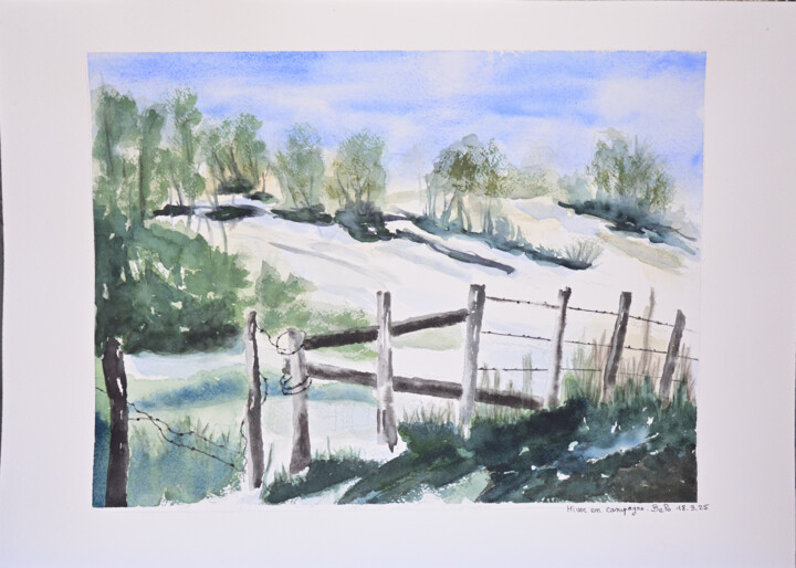 Hiver en campagne Tablo, 14,2x20,1 in
