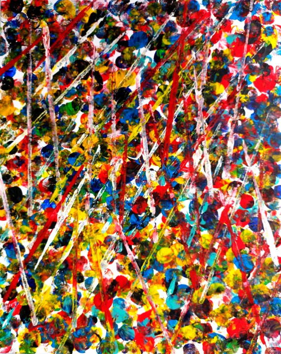 Painting titled "Bunt wie das Leben…" by Dieter Becker, Original Artwork, Acrylic Mounted on Cardboard