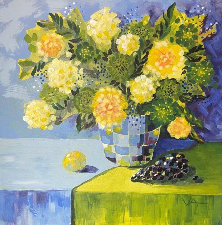 Flowers for my house. Floral still life 70x70x2 cm Pittura, 27,6x27,6 in